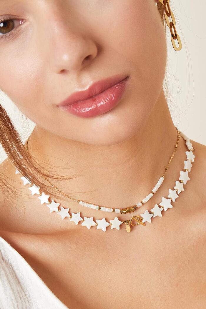 Collier coquillages étoiles - Collection plage Or blanc Coquilles Image2